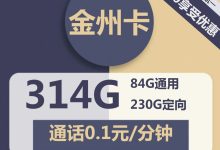 电信金州卡29元包84G通用+230G定向+通话0.1元/分钟-胤祥通讯