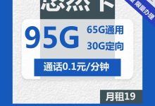 电信悠然卡19元包65G通用+30G定向+通话0.1元/分钟-胤祥通讯